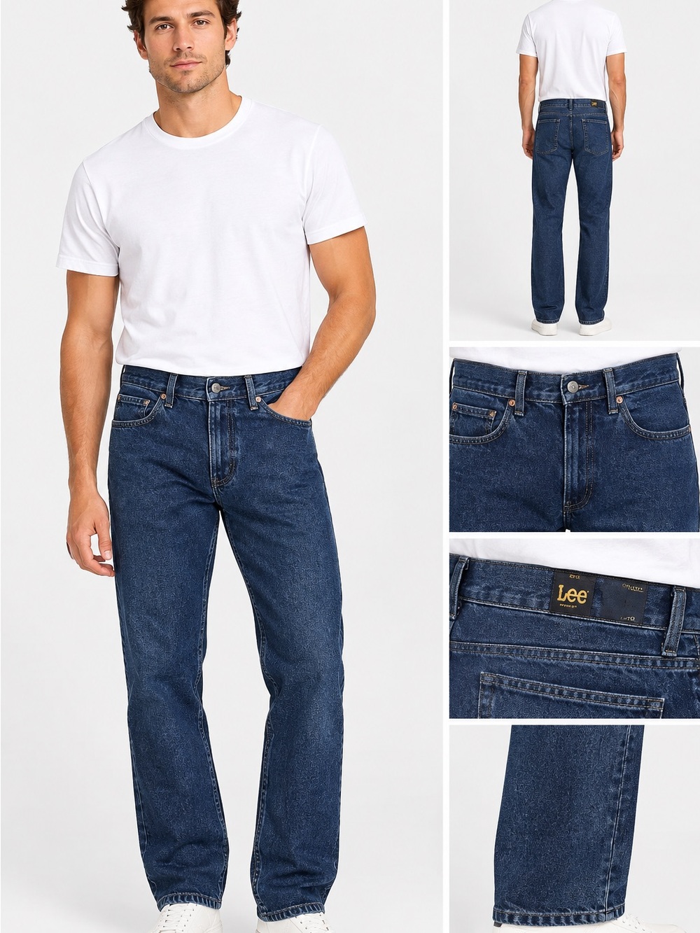Lee Straight Fit Men's Jeans in Dark Blue Denim